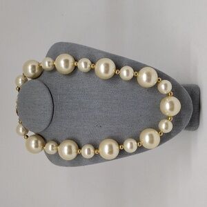 Vintage Napier Large Pearl and Gold‎ Bead Choker Necklace